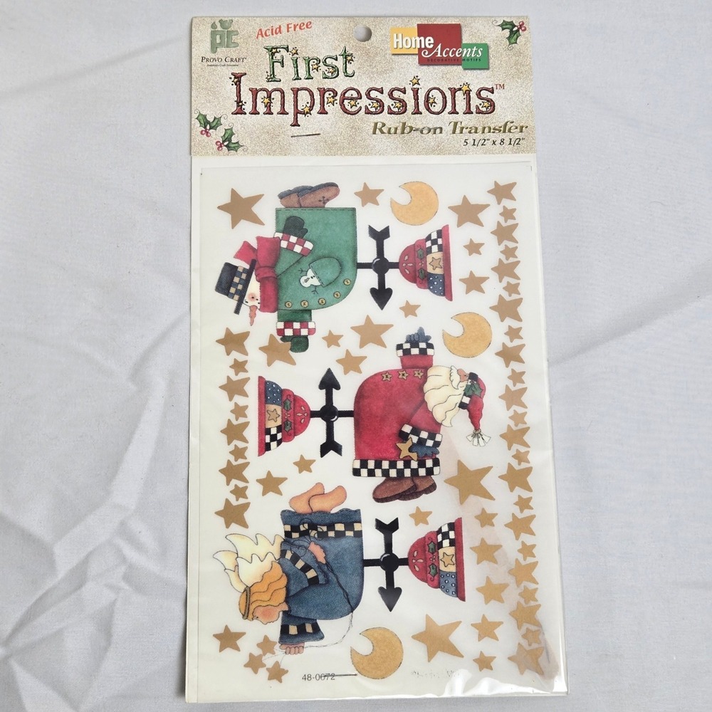 Provo Craft First Impressions Christmas Rub On Transfers 5.5" x 8.5" 48-0072 New